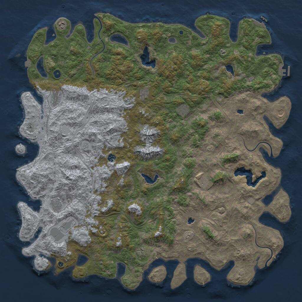 Rust Map: Procedural Map, Size: 6000, Seed: 855799247, 17 Monuments