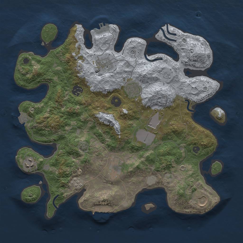 Rust Map: Procedural Map, Size: 3500, Seed: 18850847, 16 Monuments
