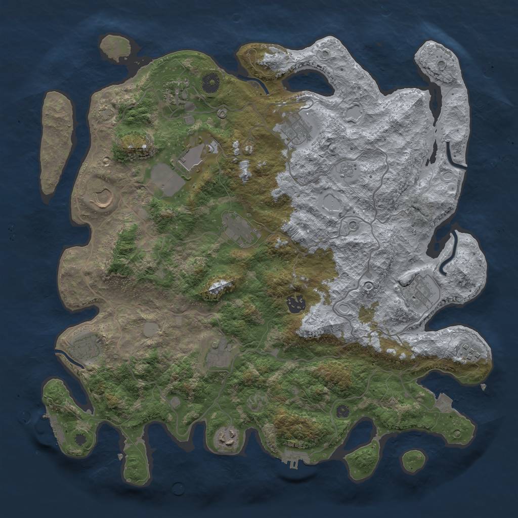 Rust Map: Procedural Map, Size: 4050, Seed: 462264019, 19 Monuments