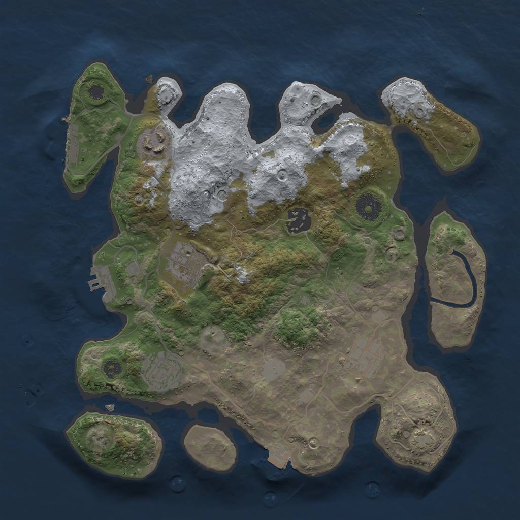 Rust Map: Procedural Map, Size: 3000, Seed: 2079211210, 12 Monuments