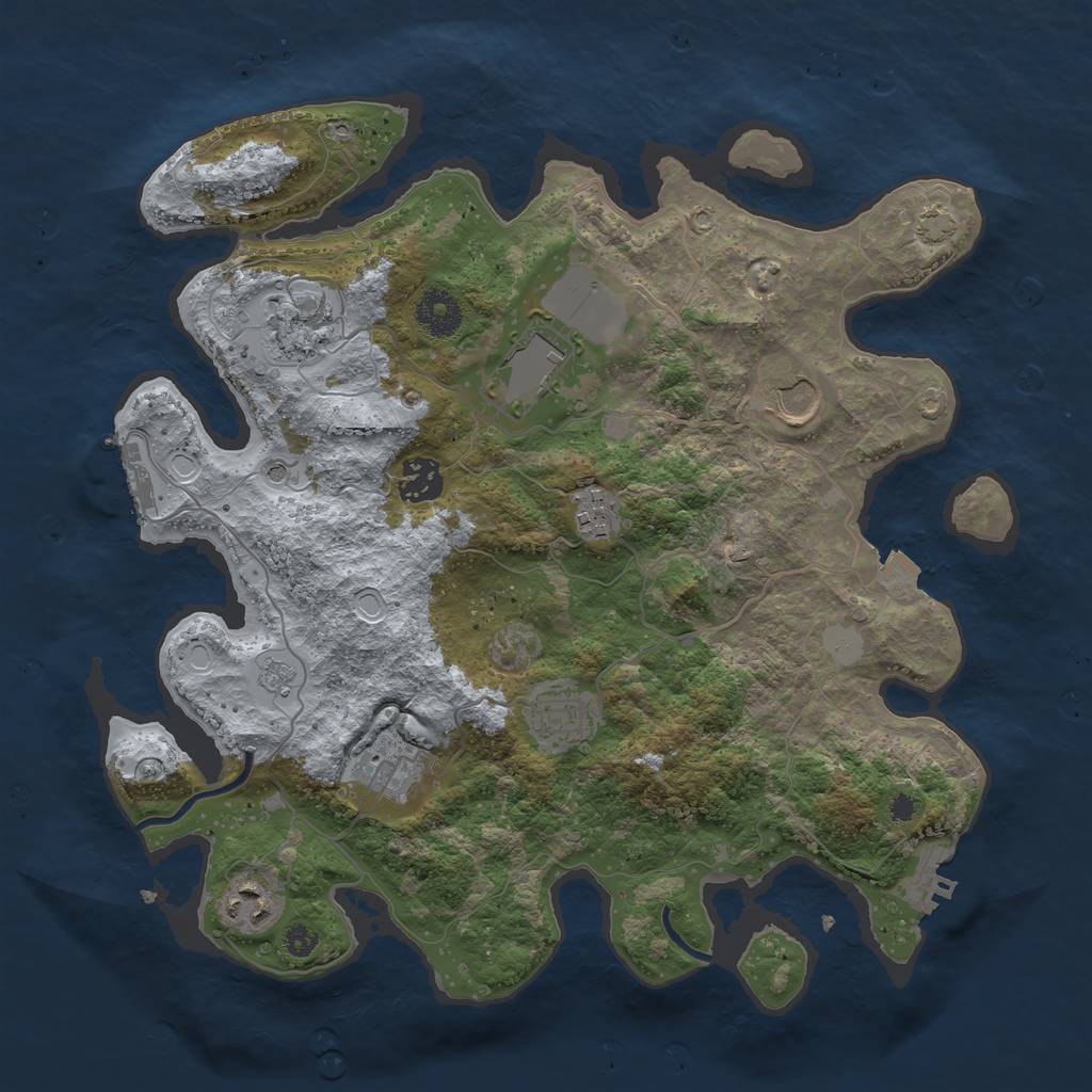 Rust Map: Procedural Map, Size: 3500, Seed: 2109991527, 16 Monuments