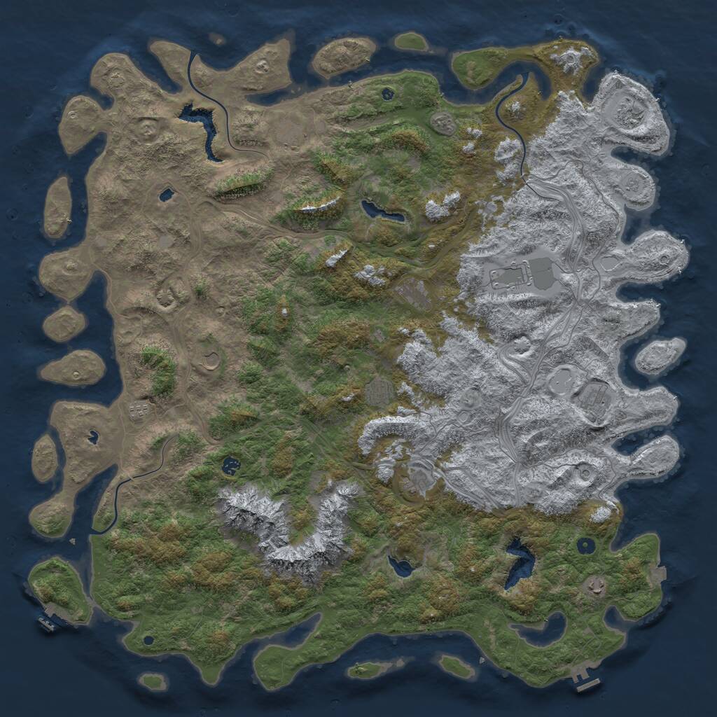Rust Map: Procedural Map, Size: 6000, Seed: 364299233, 17 Monuments
