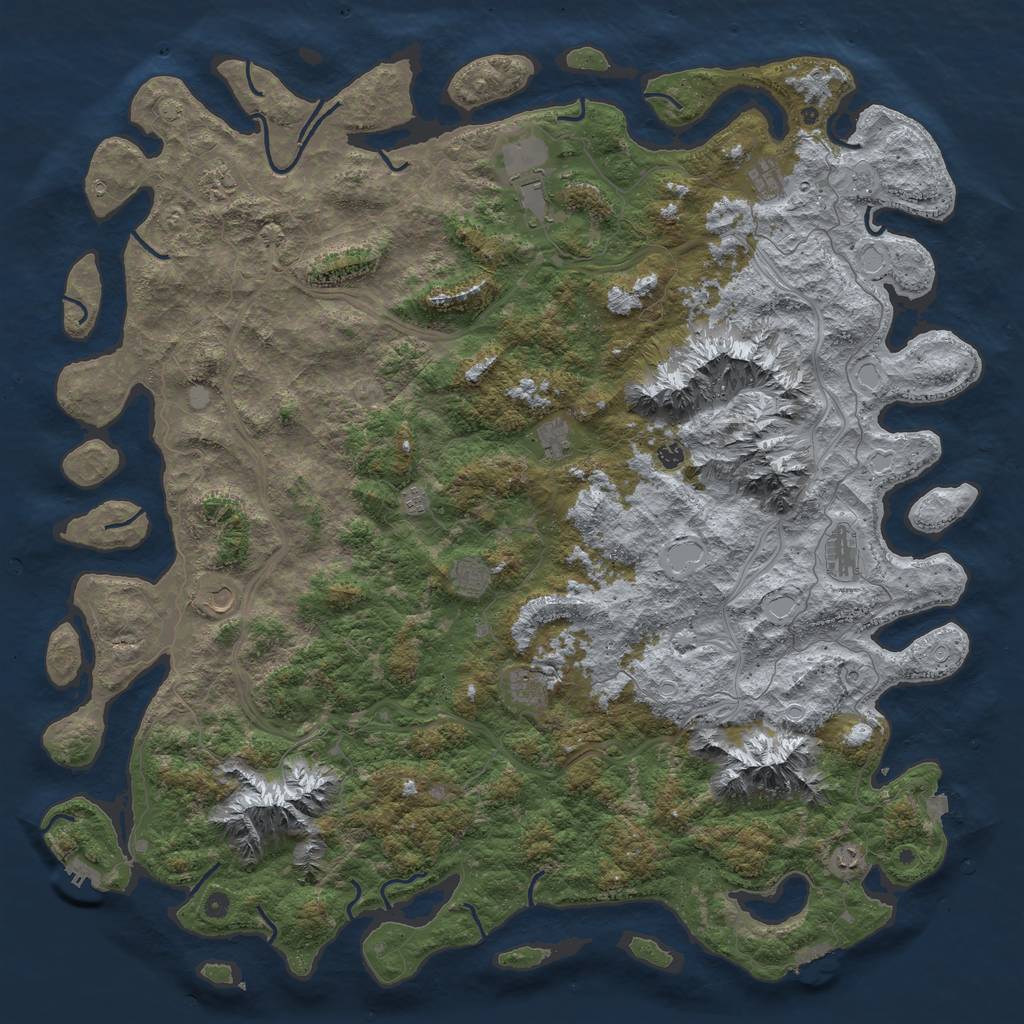 Rust Map: Procedural Map, Size: 6000, Seed: 364299233, 19 Monuments