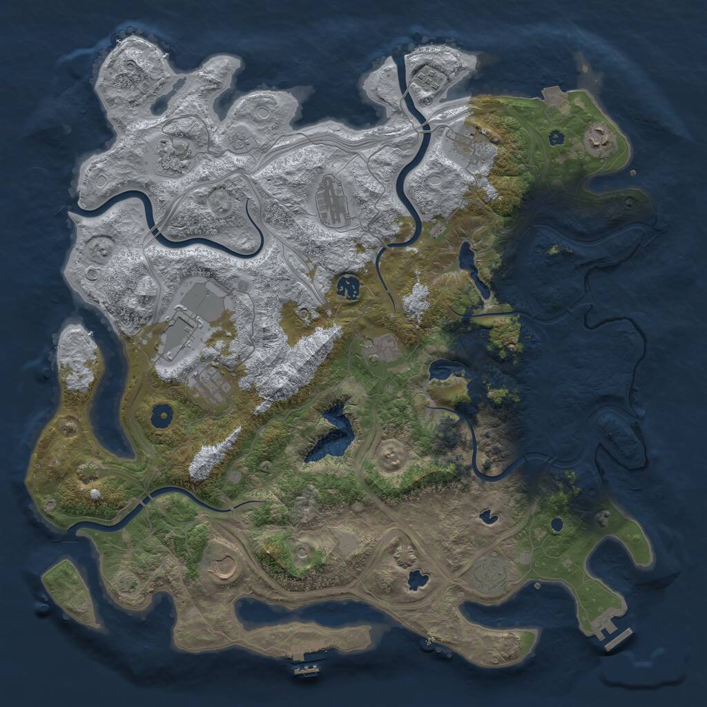 Rust Map: Procedural Map, Size: 4500, Seed: 672332789, 17 Monuments