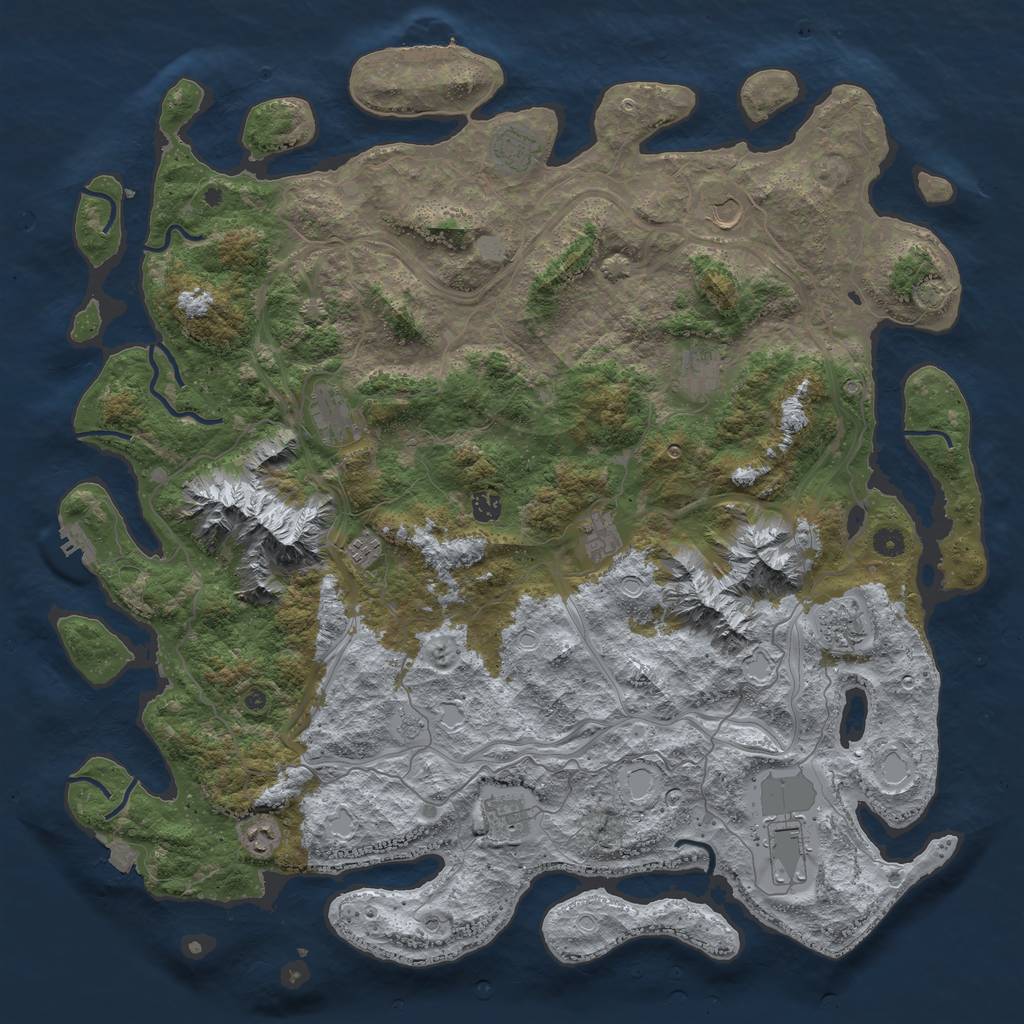 Rust Map: Procedural Map, Size: 5000, Seed: 599882531, 19 Monuments