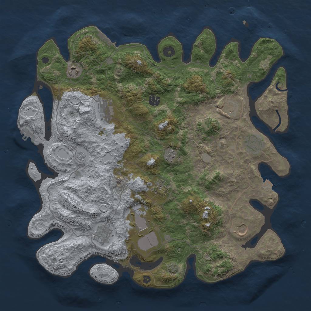 Rust Map: Procedural Map, Size: 4000, Seed: 224633818, 18 Monuments