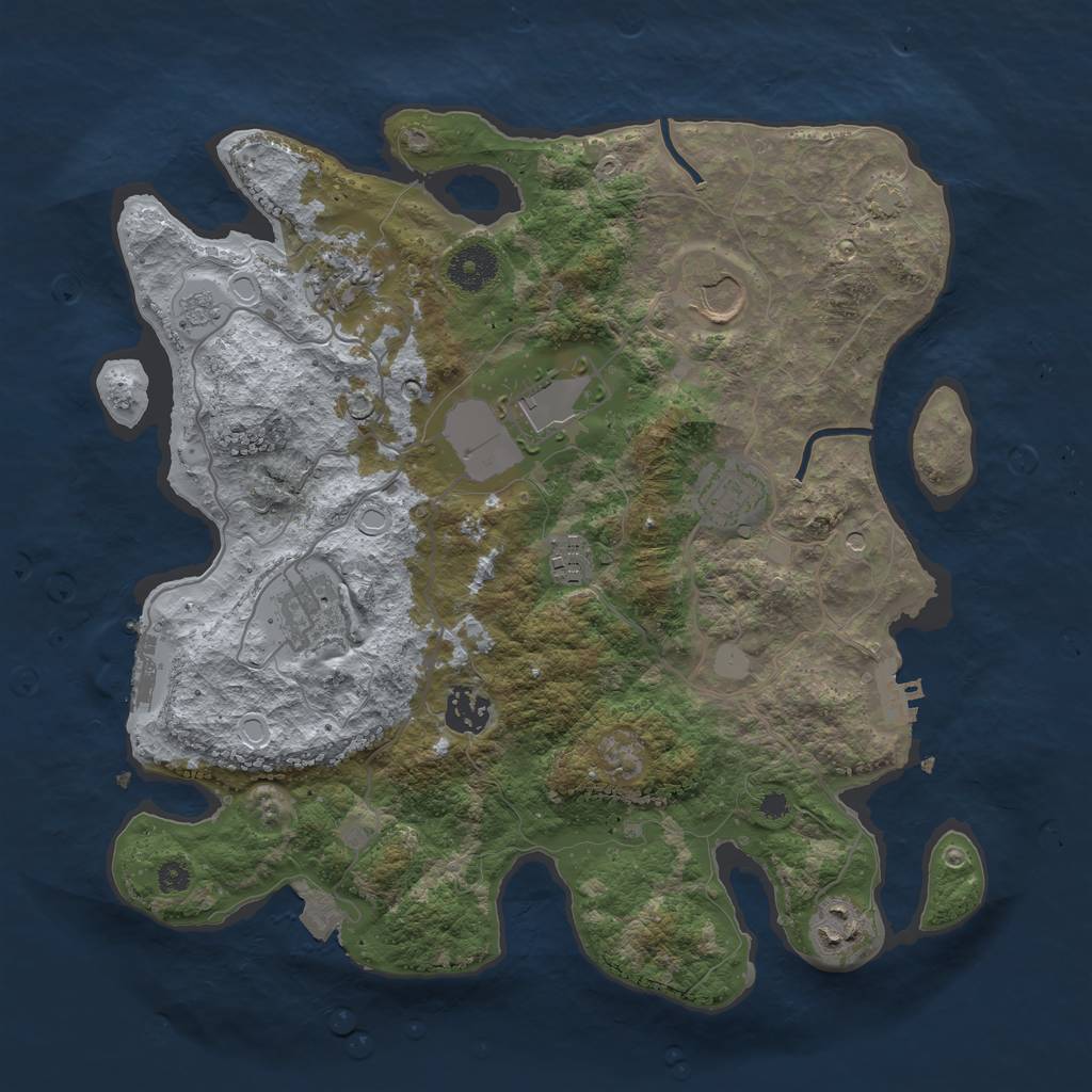 Rust Map: Procedural Map, Size: 3500, Seed: 718072177, 16 Monuments