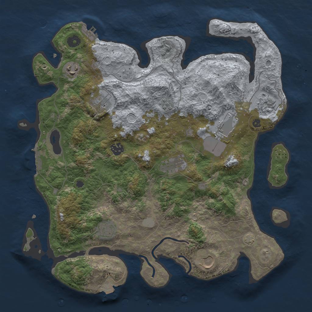 Rust Map: Procedural Map, Size: 3700, Seed: 1993564108, 16 Monuments