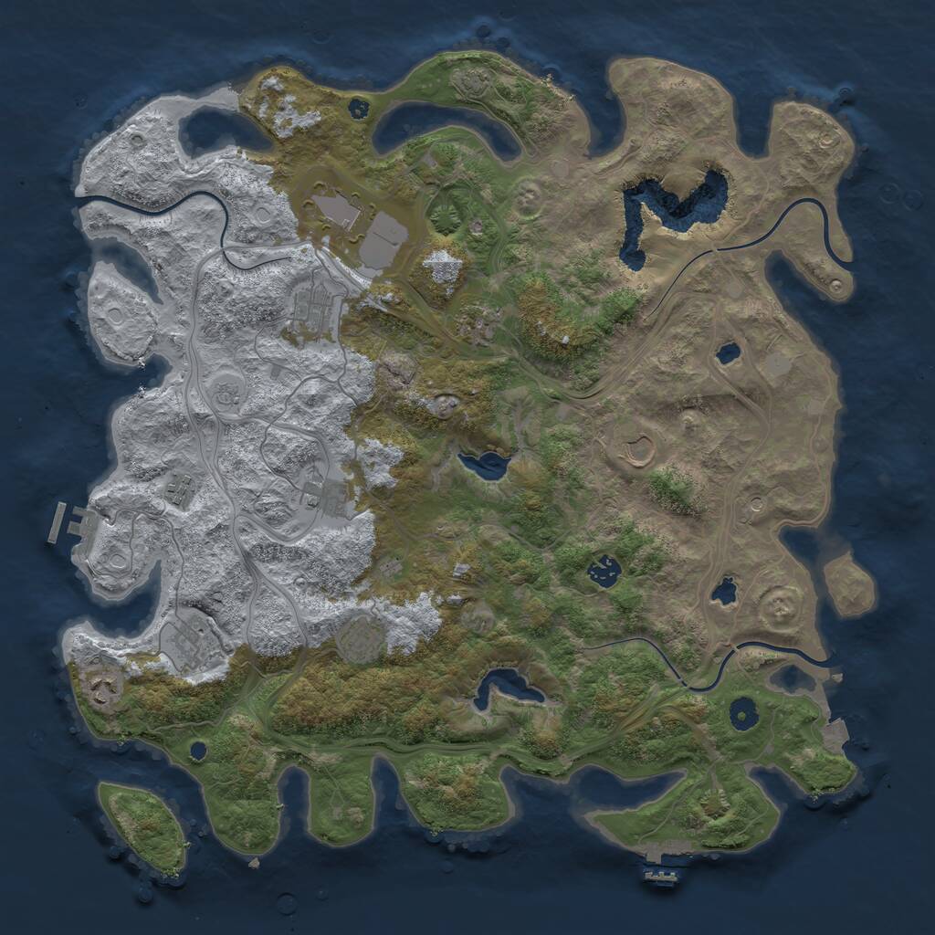 Rust Map: Procedural Map, Size: 4500, Seed: 1170883698, 16 Monuments