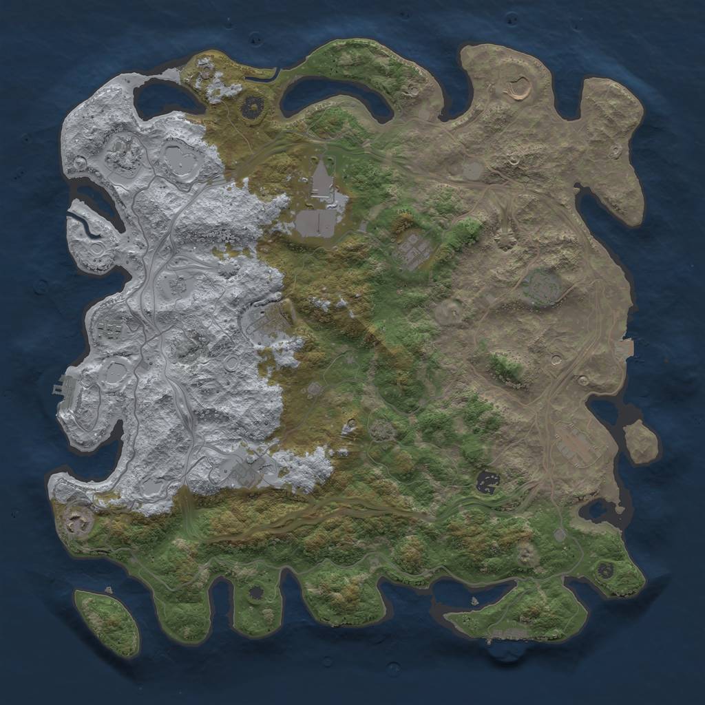 Rust Map: Procedural Map, Size: 4500, Seed: 1170883698, 19 Monuments