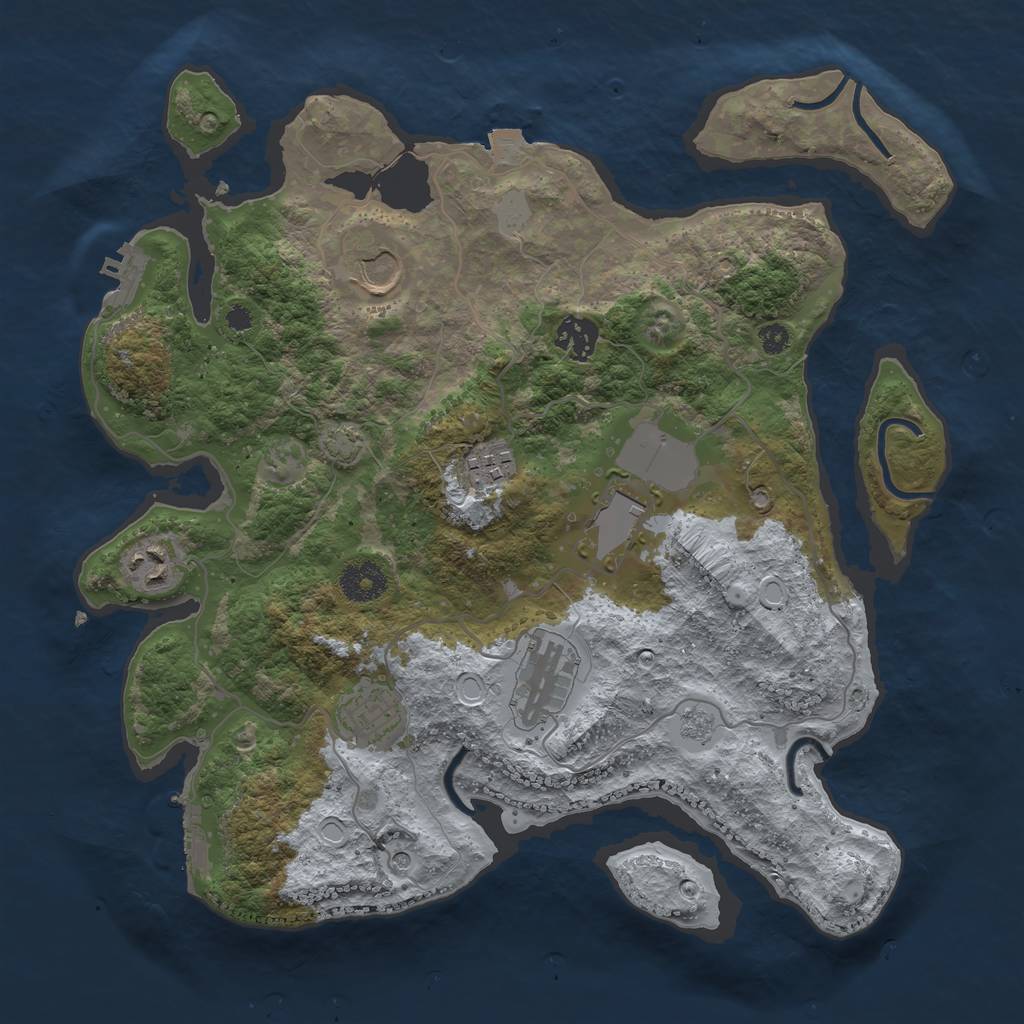 Rust Map: Procedural Map, Size: 3500, Seed: 815425224, 15 Monuments