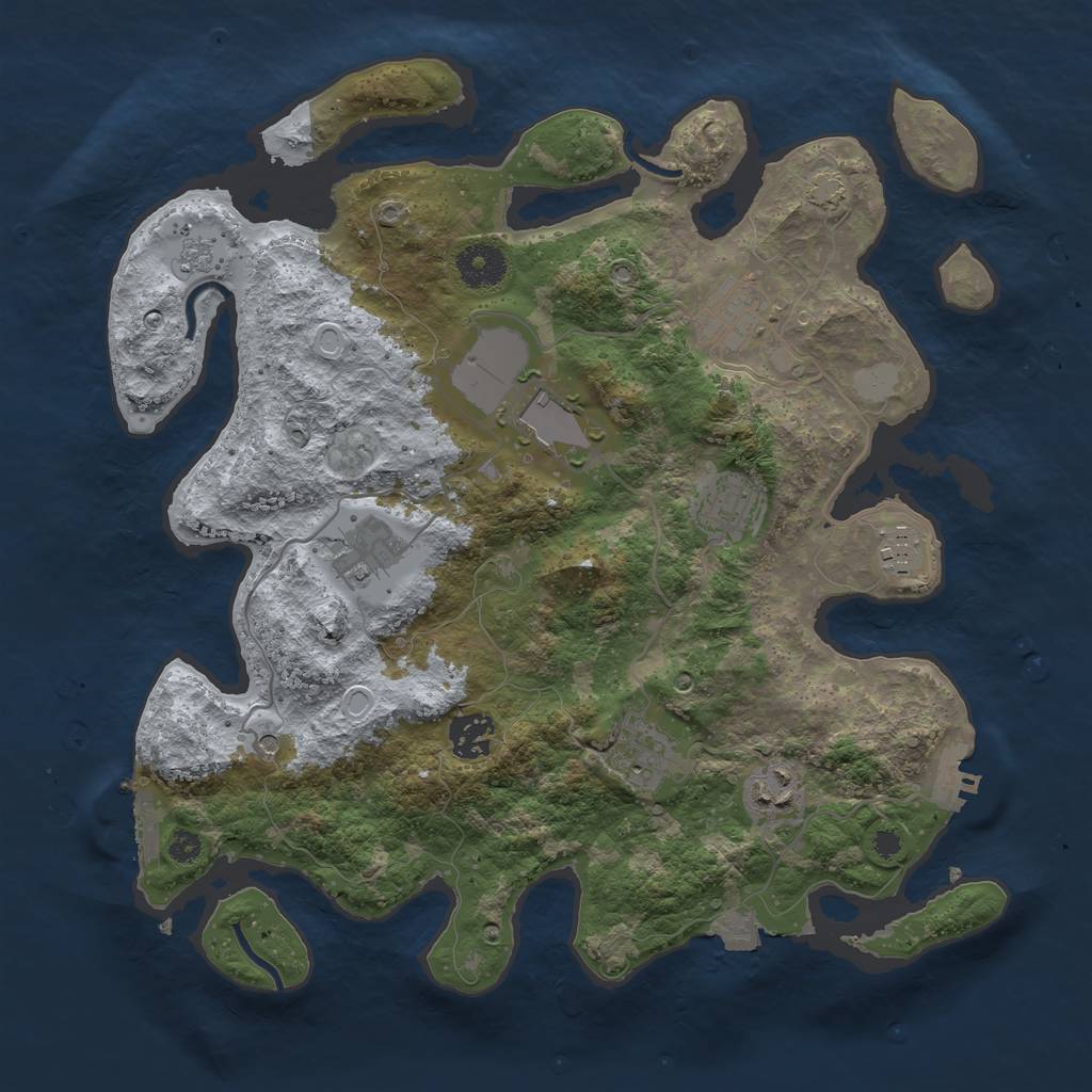 Rust Map: Procedural Map, Size: 3500, Seed: 1381395471, 16 Monuments