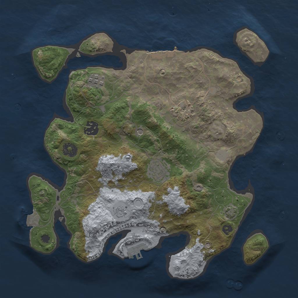 Rust Map: Procedural Map, Size: 3000, Seed: 44564, 12 Monuments