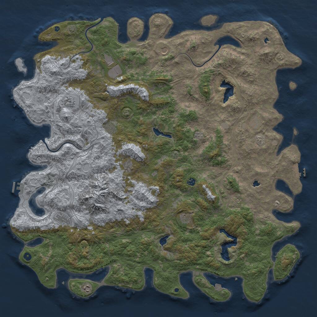 Rust Map: Procedural Map, Size: 6000, Seed: 494042268, 17 Monuments