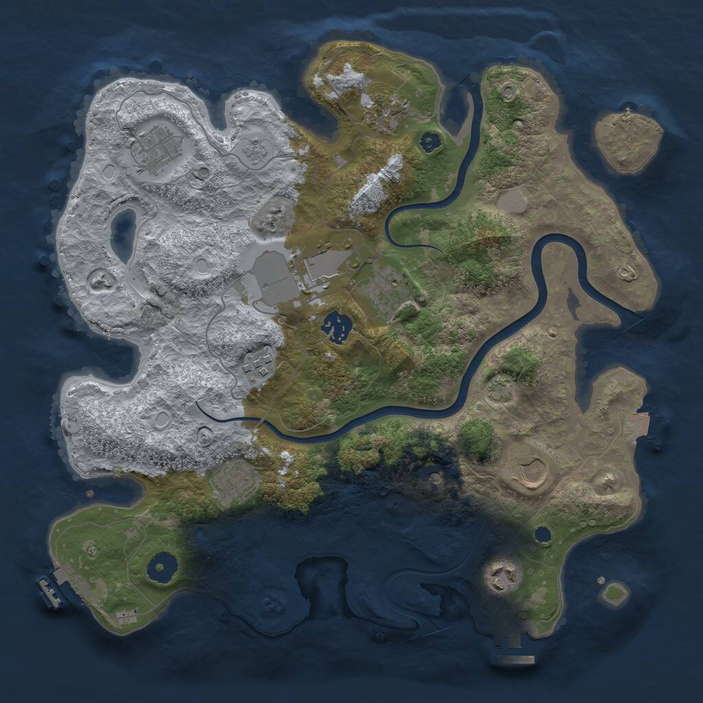 Rust Map: Procedural Map, Size: 3500, Seed: 751311556, 15 Monuments