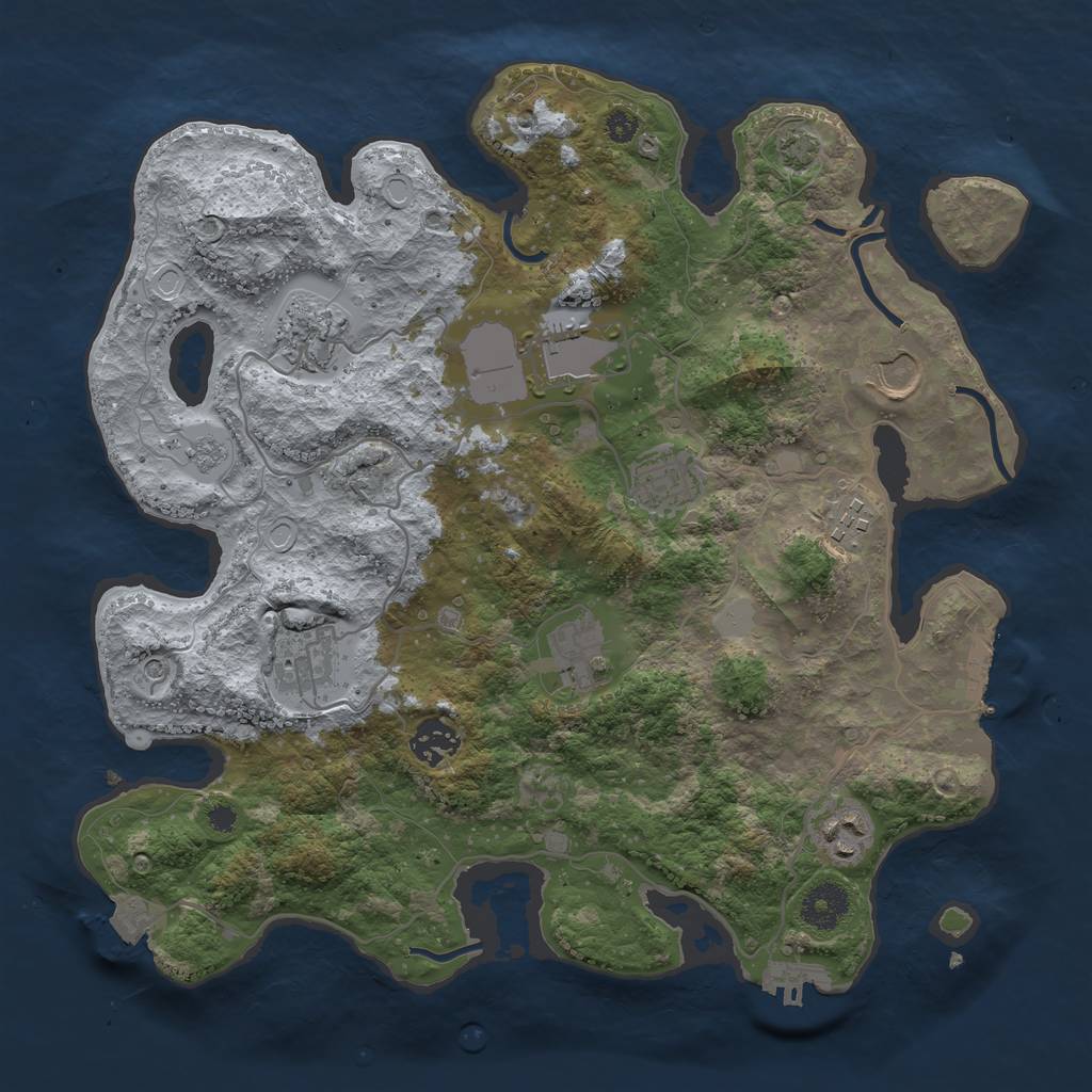 Rust Map: Procedural Map, Size: 3500, Seed: 751311556, 17 Monuments