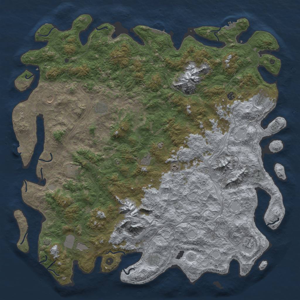 Rust Map: Procedural Map, Size: 6000, Seed: 847229351, 19 Monuments