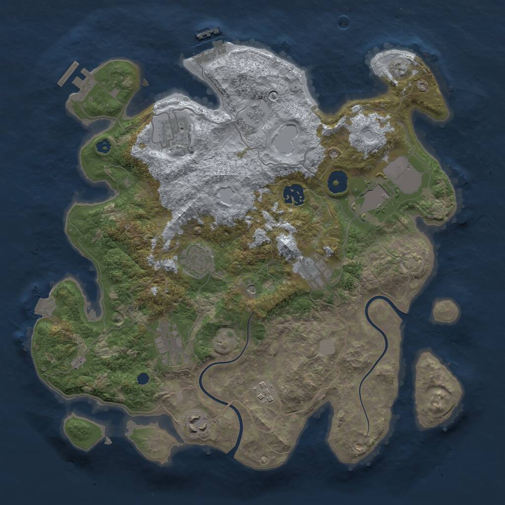 Rust Map: Procedural Map, Size: 3500, Seed: 644546368, 14 Monuments