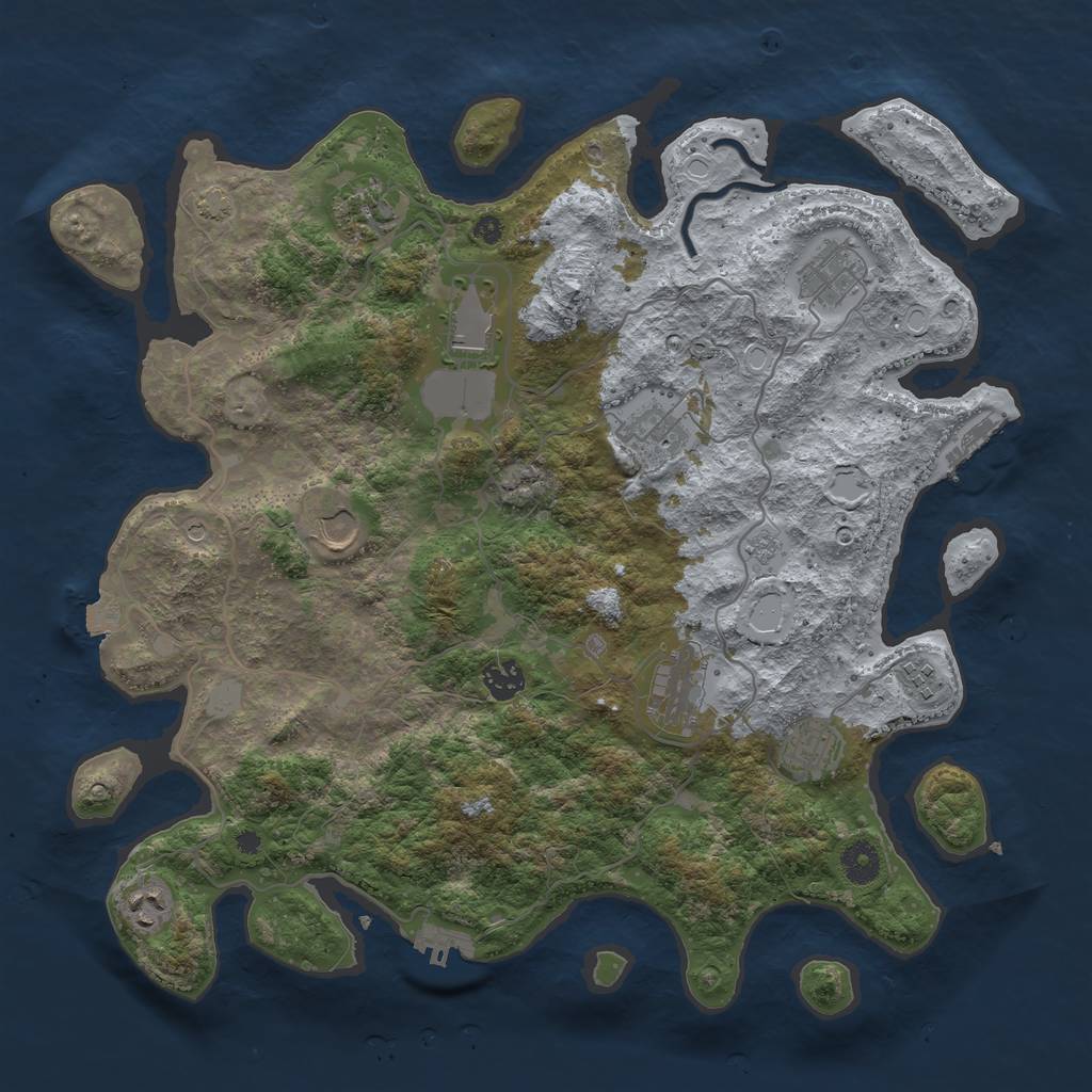 Rust Map: Procedural Map, Size: 4000, Seed: 1474393241, 18 Monuments