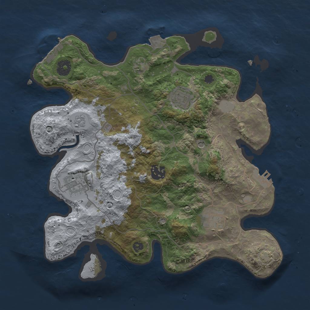 Rust Map: Procedural Map, Size: 3000, Seed: 25606, 12 Monuments