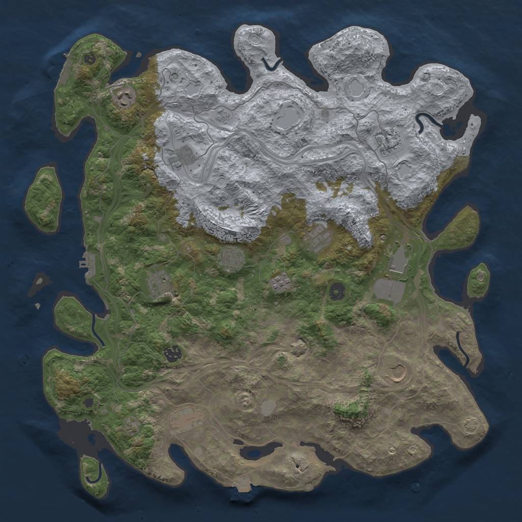 Rust Map: Procedural Map, Size: 4500, Seed: 1886215687, 19 Monuments