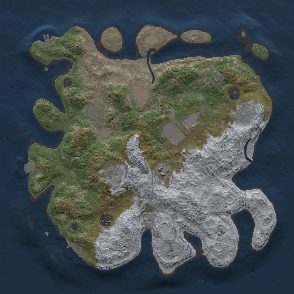 Rust Map: Procedural Map, Size: 3500, Seed: 1495100487, 16 Monuments