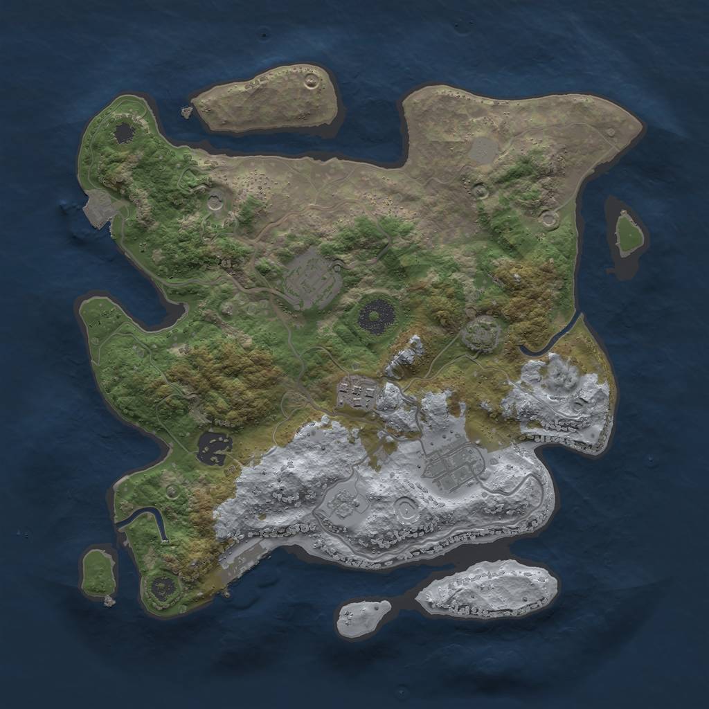 Rust Map: Procedural Map, Size: 3000, Seed: 831485843, 11 Monuments
