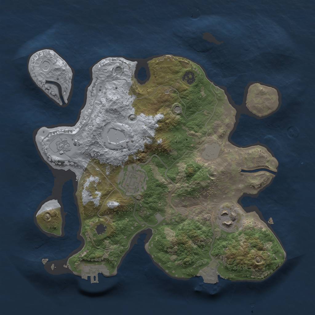 Rust Map: Procedural Map, Size: 2500, Seed: 542363638, 7 Monuments