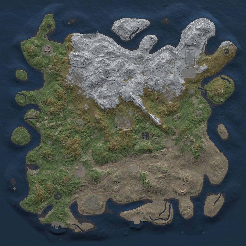 Rust Map: Procedural Map, Size: 4500, Seed: 803463142, 19 Monuments