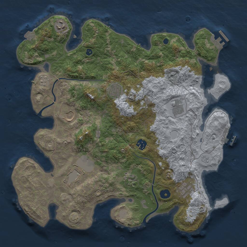 Rust Map: Procedural Map, Size: 3700, Seed: 722950989, 15 Monuments