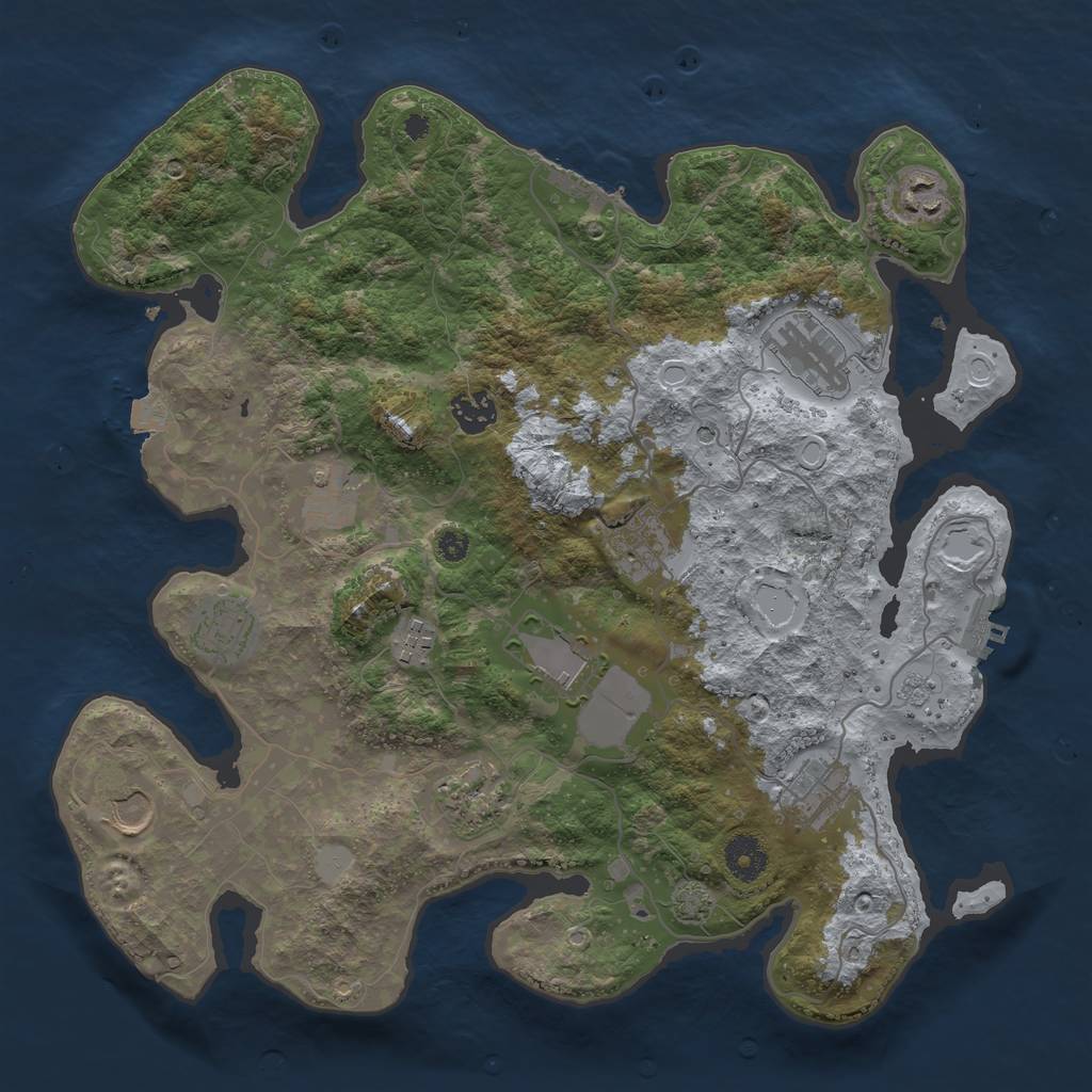 Rust Map: Procedural Map, Size: 3700, Seed: 722950989, 19 Monuments