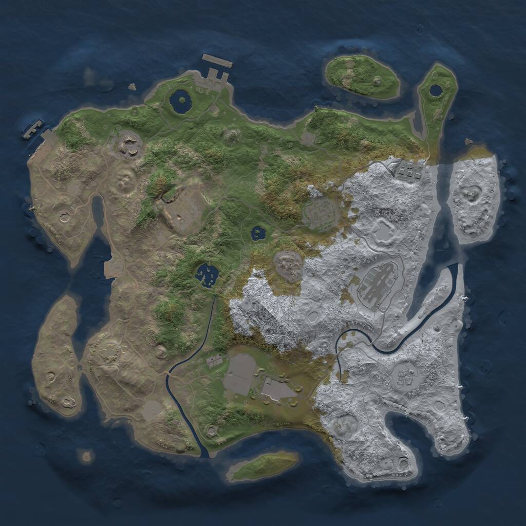 Rust Map: Procedural Map, Size: 3500, Seed: 475548763, 13 Monuments