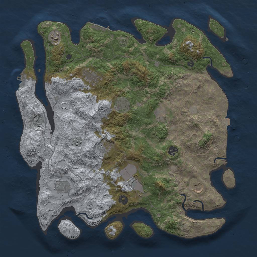 Rust Map: Procedural Map, Size: 4000, Seed: 1630531631, 18 Monuments