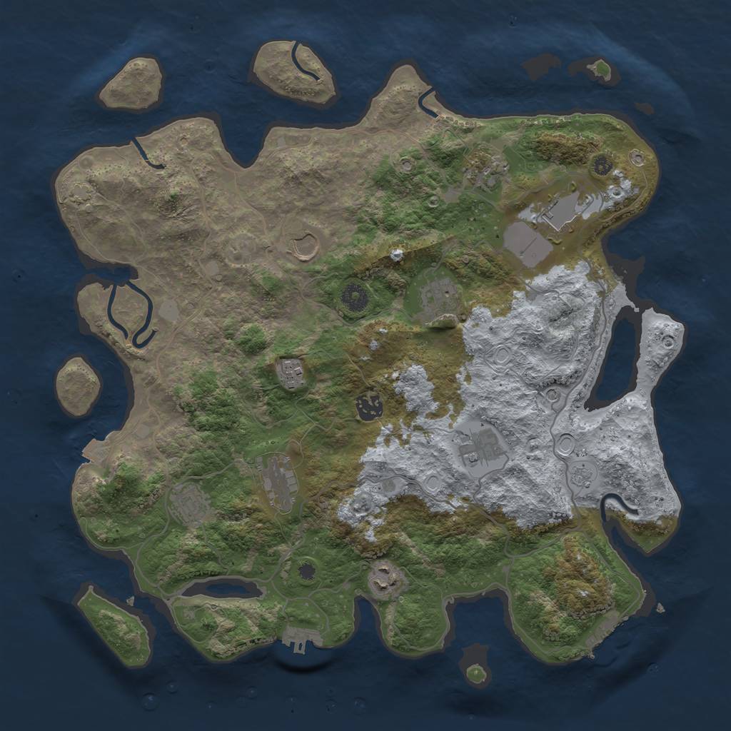 Rust Map: Procedural Map, Size: 4000, Seed: 853042662, 18 Monuments