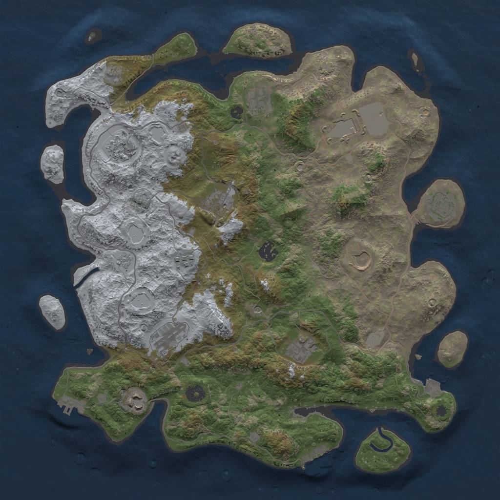 Rust Map: Procedural Map, Size: 4000, Seed: 728762065, 19 Monuments