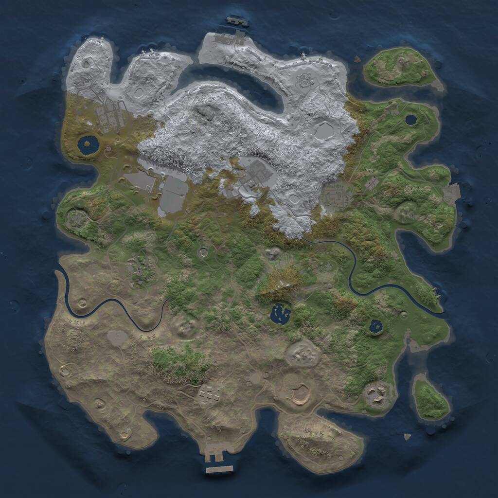Rust Map: Procedural Map, Size: 3700, Seed: 1330733097, 15 Monuments