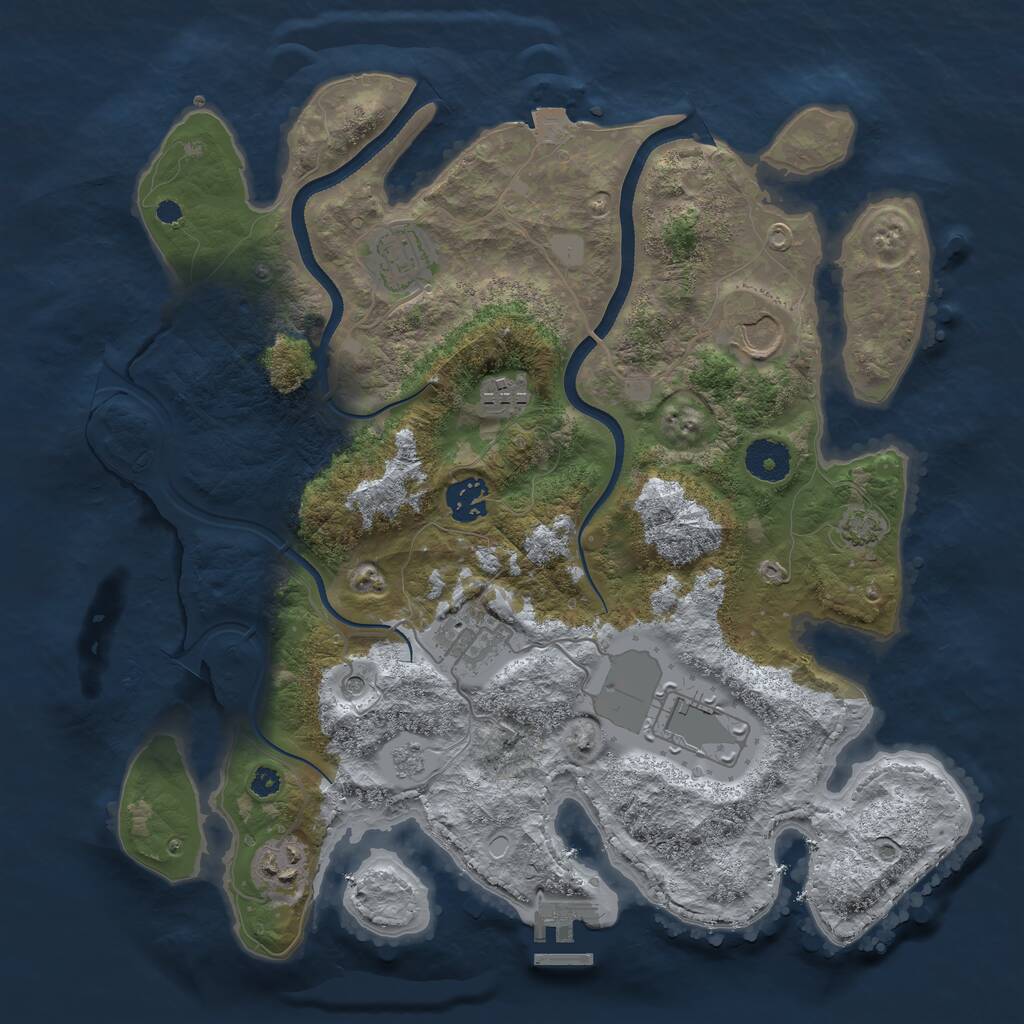 Rust Map: Procedural Map, Size: 3500, Seed: 74437523, 12 Monuments