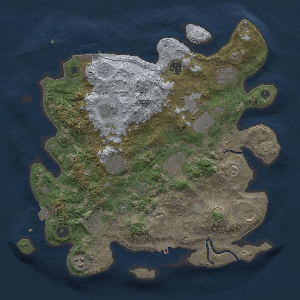 Rust Map: Procedural Map, Size: 3700, Seed: 1130450772, 18 Monuments