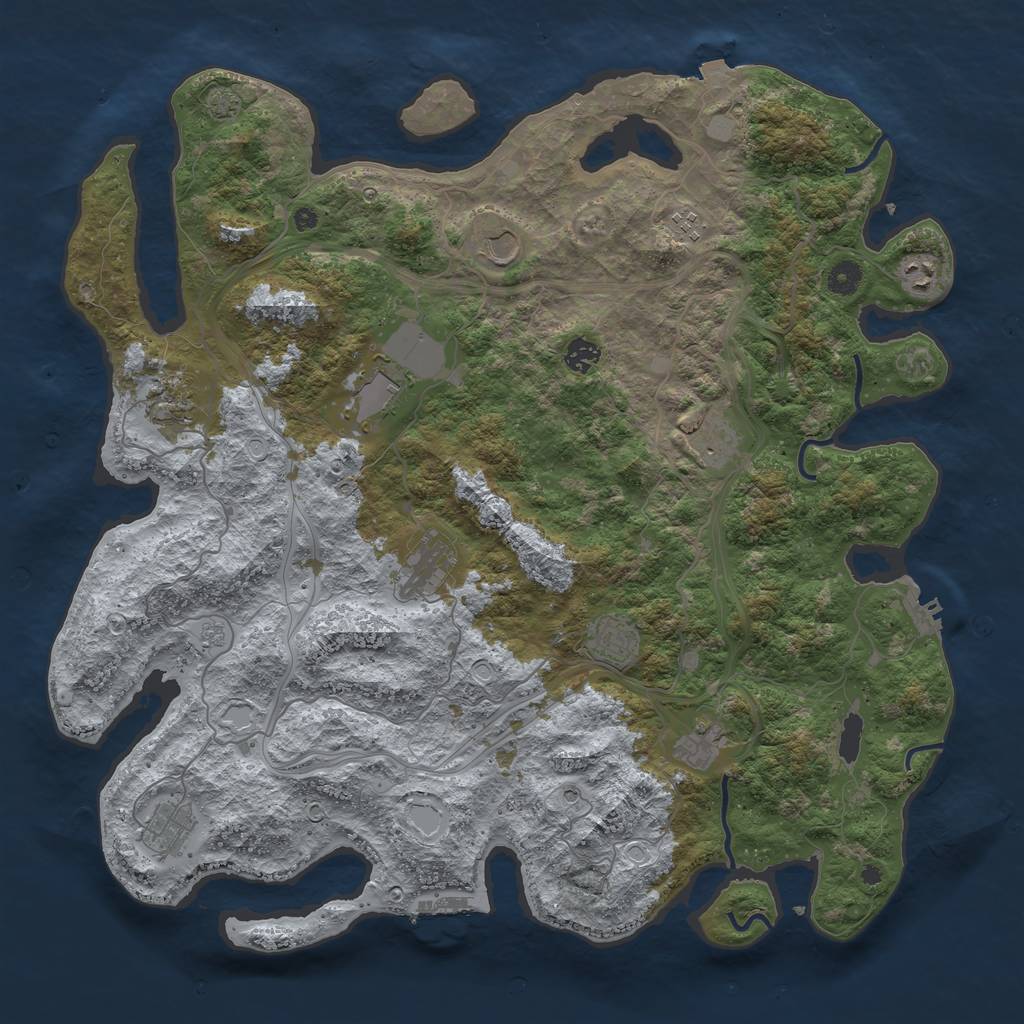 Rust Map: Procedural Map, Size: 4500, Seed: 1417908384, 19 Monuments