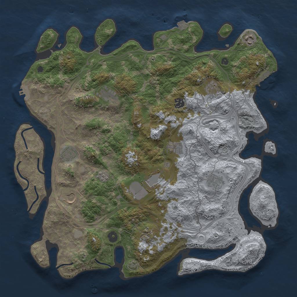 Rust Map: Procedural Map, Size: 4250, Seed: 1712287877, 19 Monuments