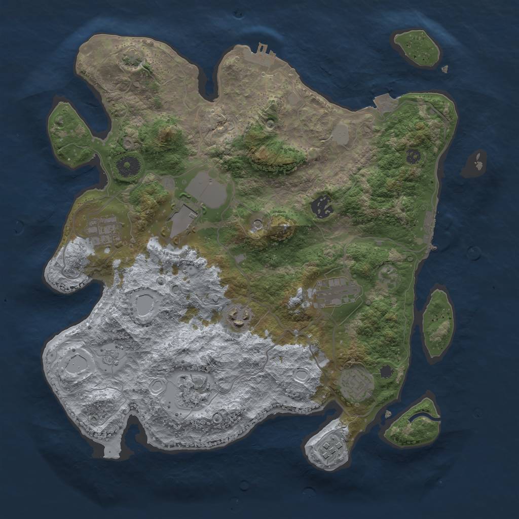 Rust Map: Procedural Map, Size: 3500, Seed: 44772307, 16 Monuments
