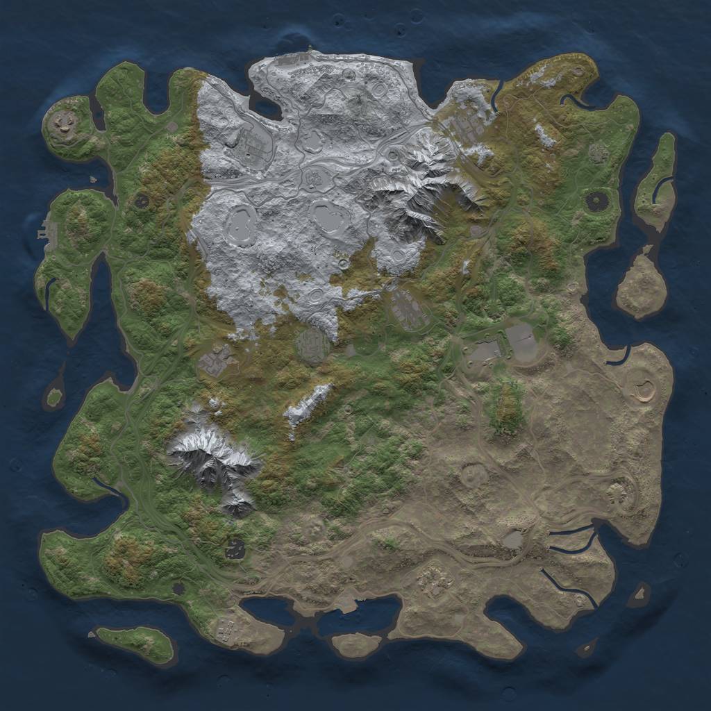 Rust Map: Procedural Map, Size: 5000, Seed: 1874633746, 19 Monuments