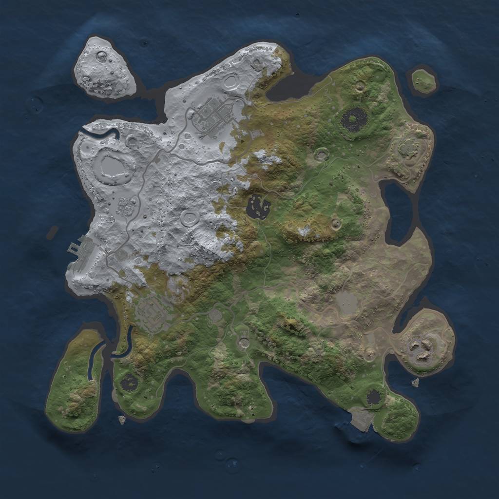 Rust Map: Procedural Map, Size: 3000, Seed: 1047300337, 11 Monuments