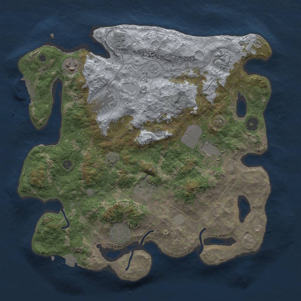 Rust Map: Procedural Map, Size: 3500, Seed: 2062132033, 14 Monuments