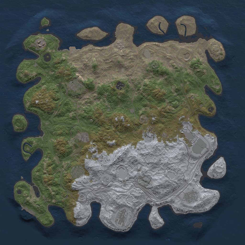 Rust Map: Procedural Map, Size: 4500, Seed: 12082023, 18 Monuments