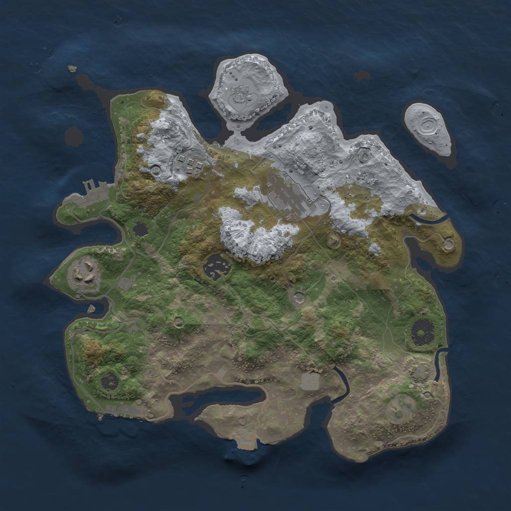 Rust Map: Procedural Map, Size: 3000, Seed: 2023477303, 12 Monuments