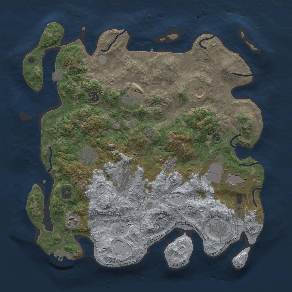 Rust Map: Procedural Map, Size: 3800, Seed: 269575075, 17 Monuments