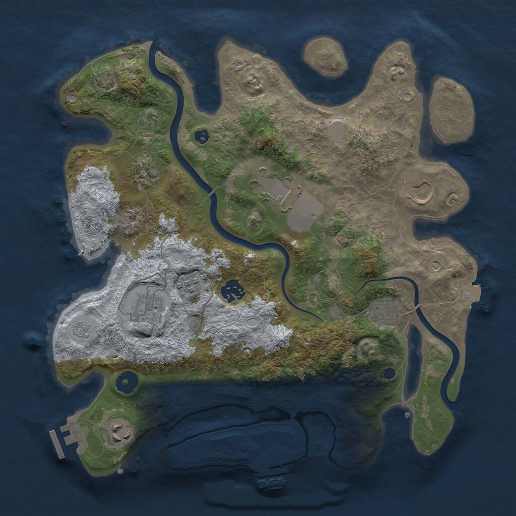 Rust Map: Procedural Map, Size: 3500, Seed: 987425, 14 Monuments