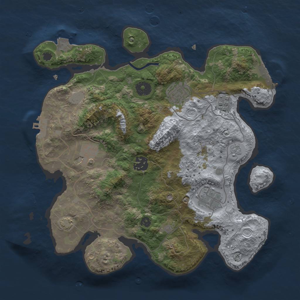 Rust Map: Procedural Map, Size: 3000, Seed: 1359461400, 12 Monuments