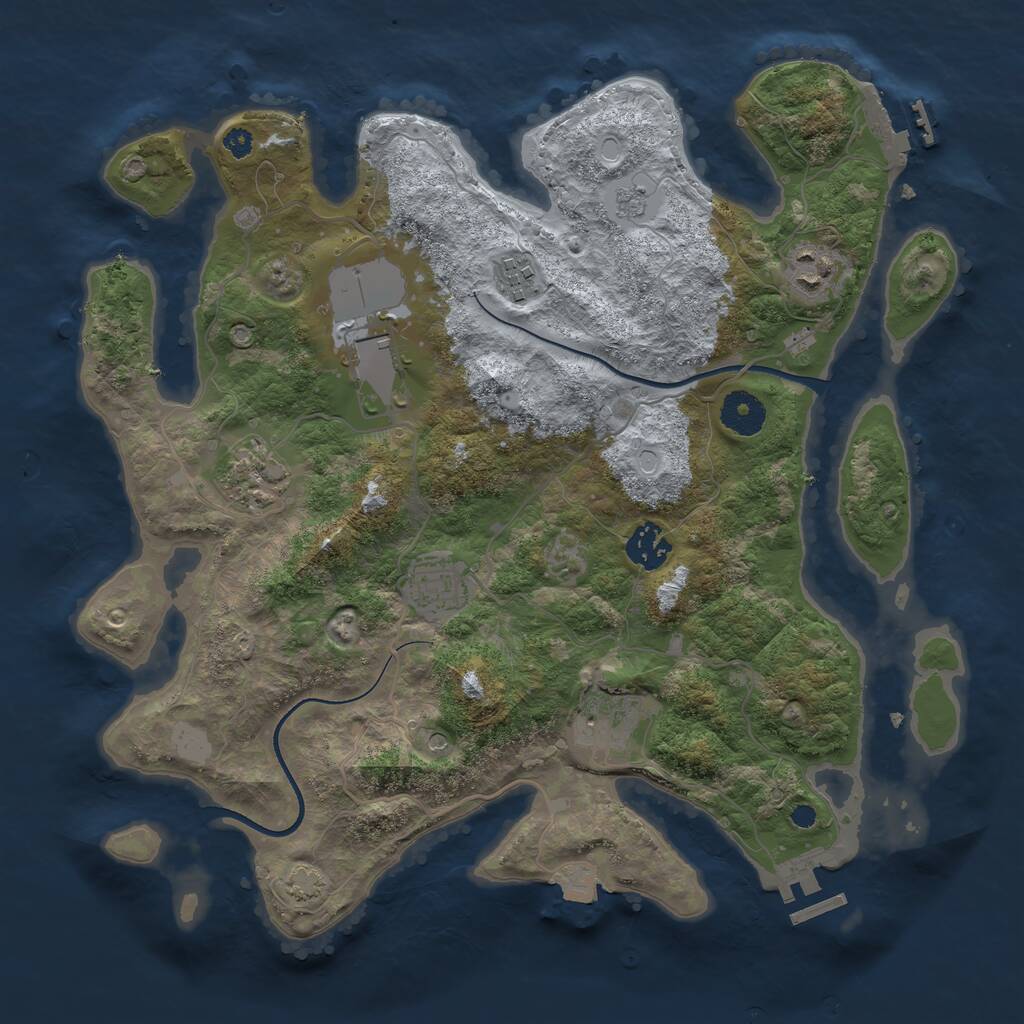 Rust Map: Procedural Map, Size: 3500, Seed: 1383701455, 13 Monuments